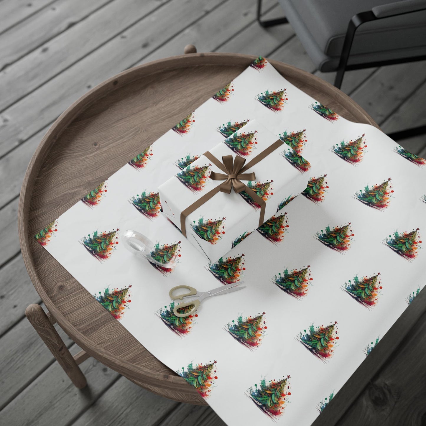 Colorful Christmas Tree Gift Wrapping Paper