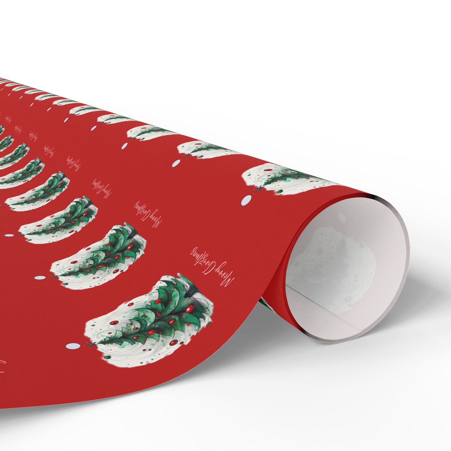 Red Christmas Tree Gift Wrapping Paper