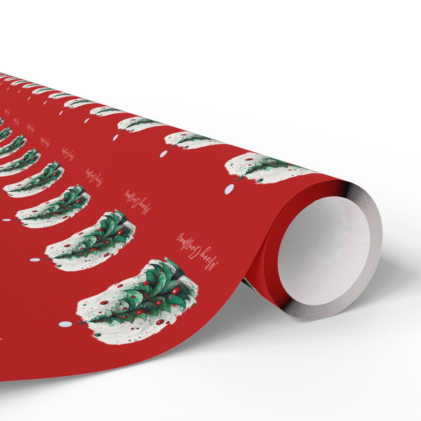 Red Christmas Tree Gift Wrapping Paper