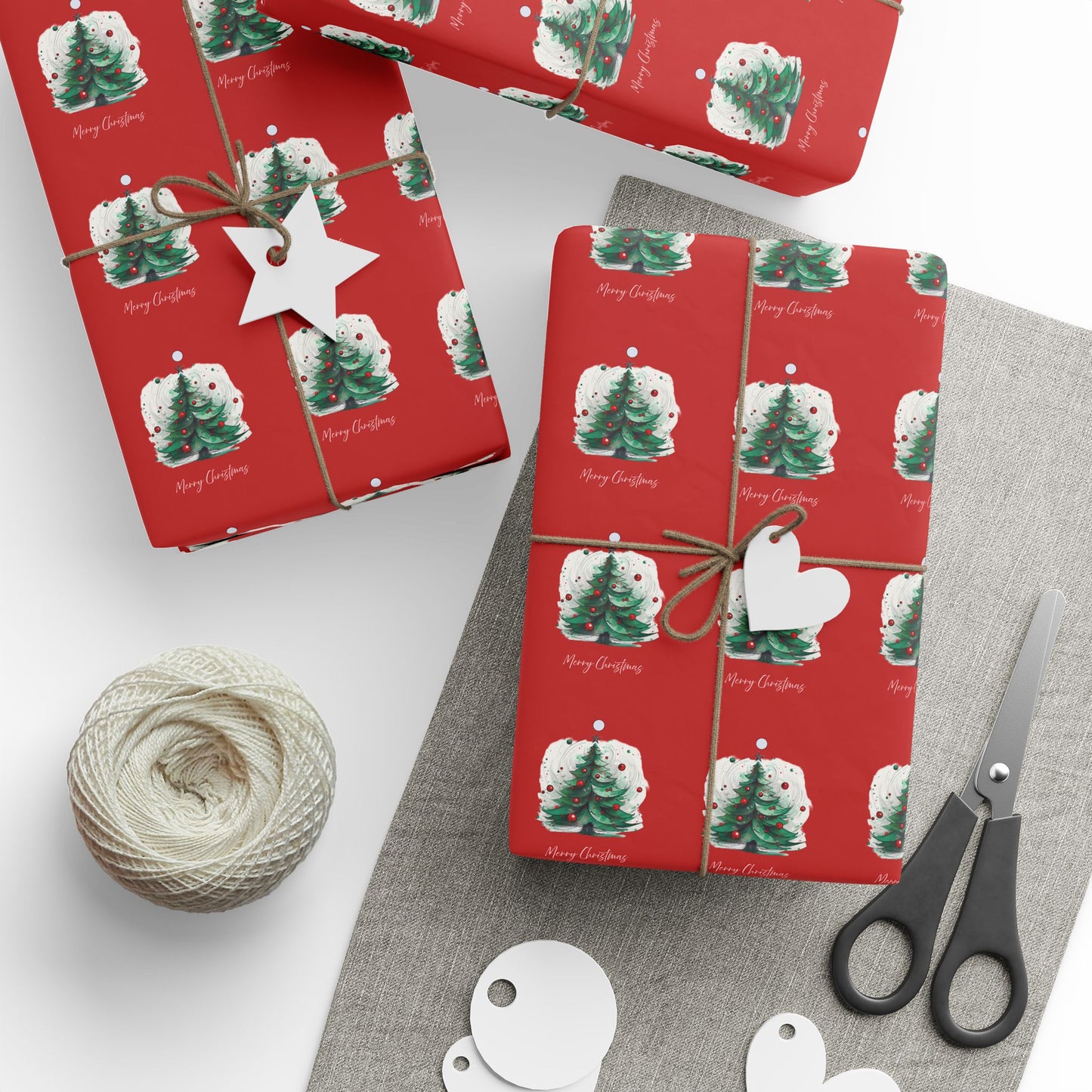 Red Christmas Tree Gift Wrapping Paper