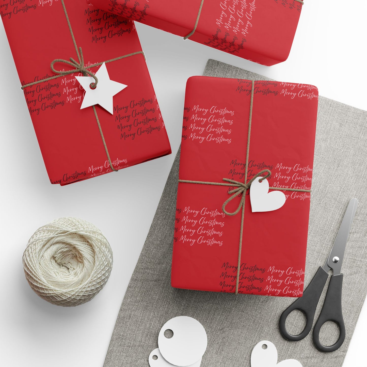 Merry Christmas Wrapping Paper - Festive Red with Black Script