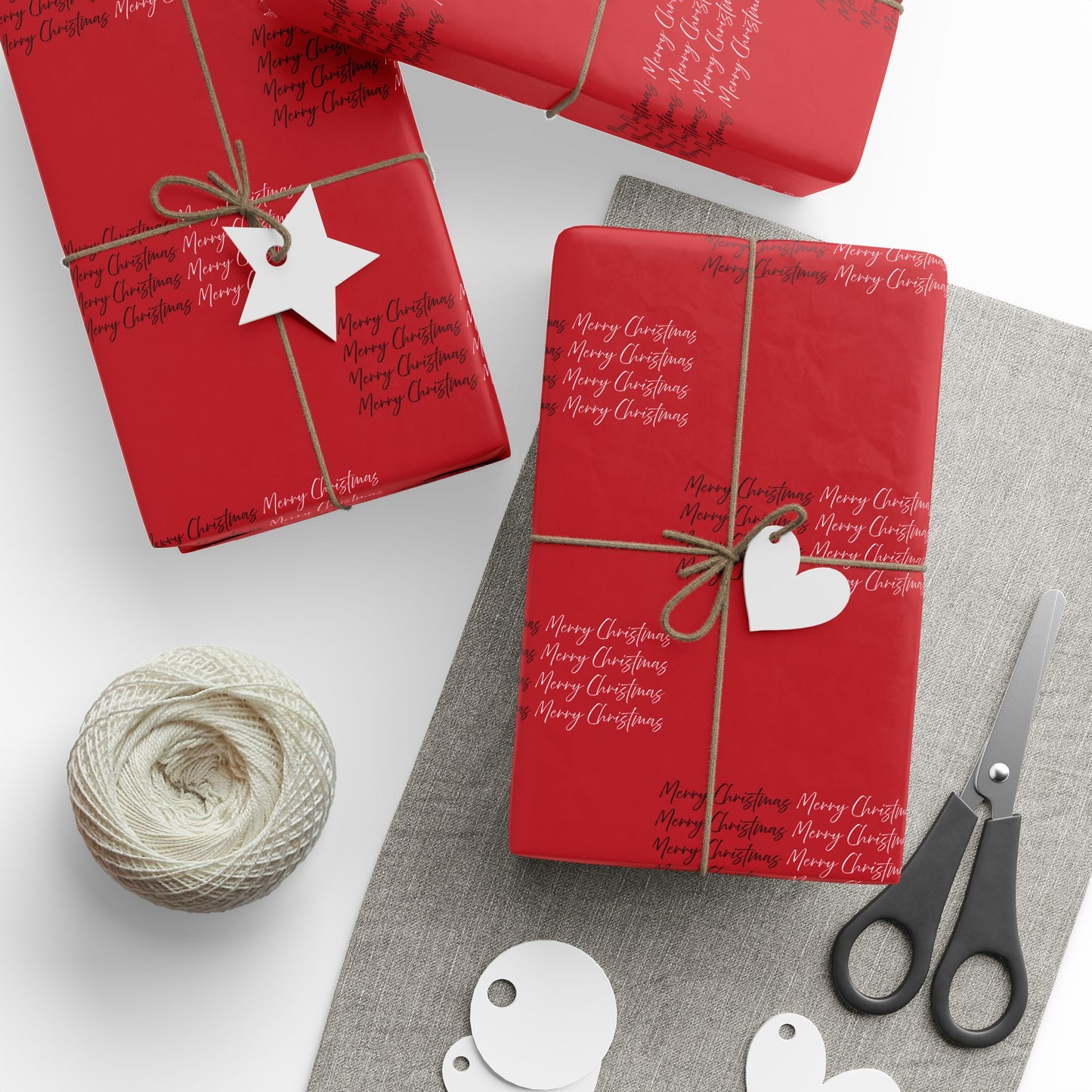 Merry Christmas Wrapping Paper - Festive Red with Black Script