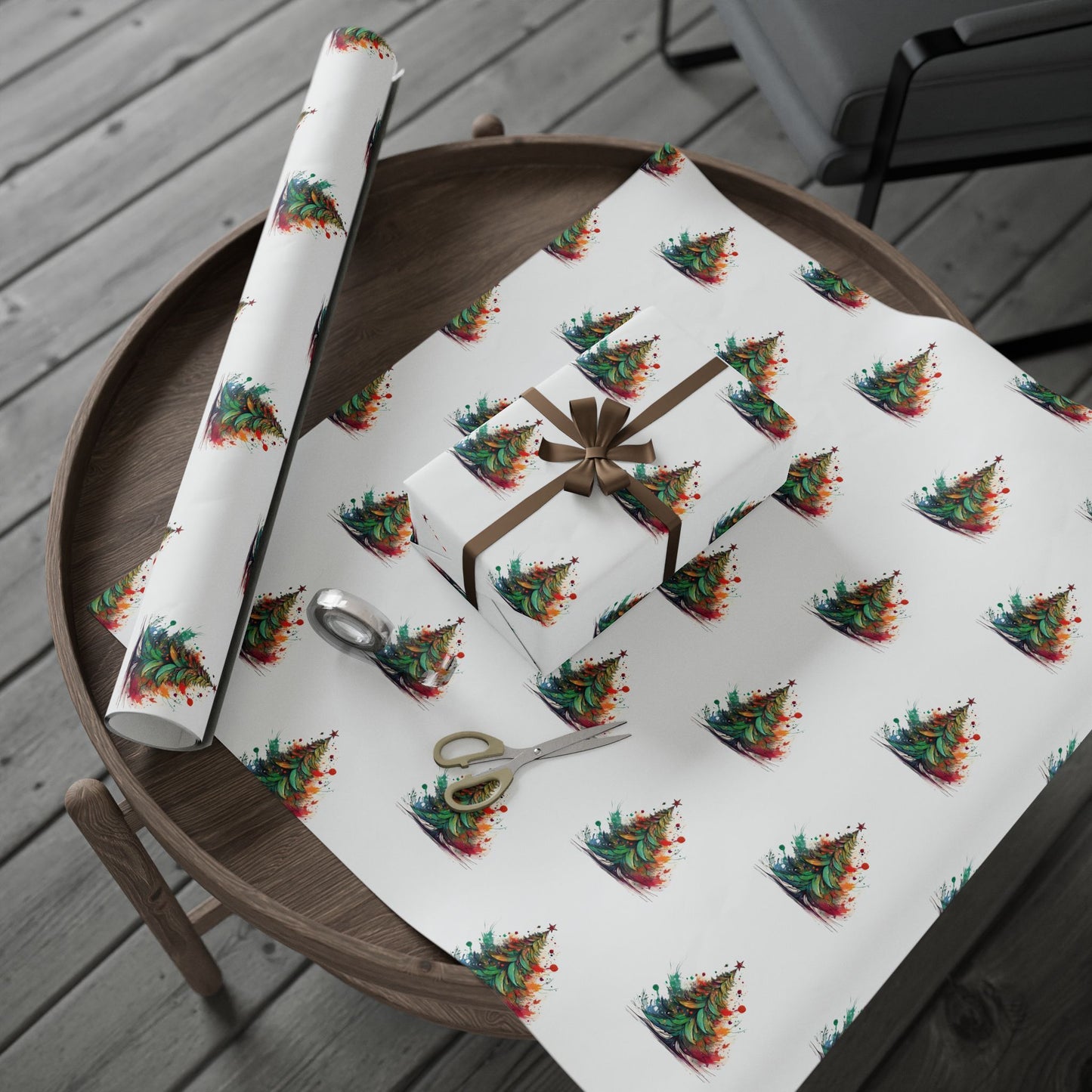 Colorful Christmas Tree Gift Wrapping Paper