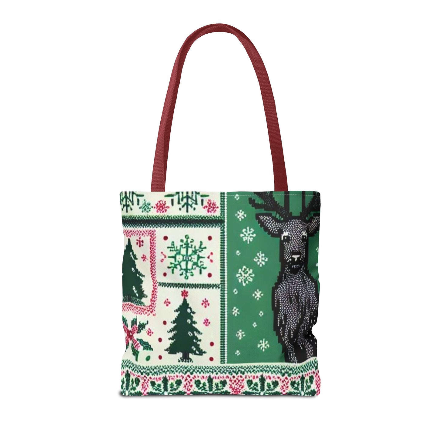 Festive Holiday Reindeer Tote Bag - Ugly Sweater Pattern (Multiple Sizes)