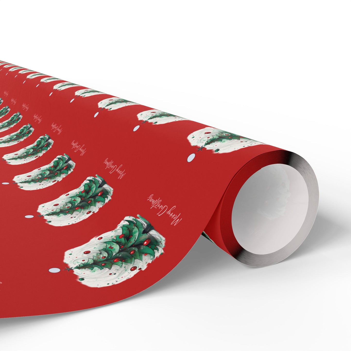 Red Christmas Tree Gift Wrapping Paper