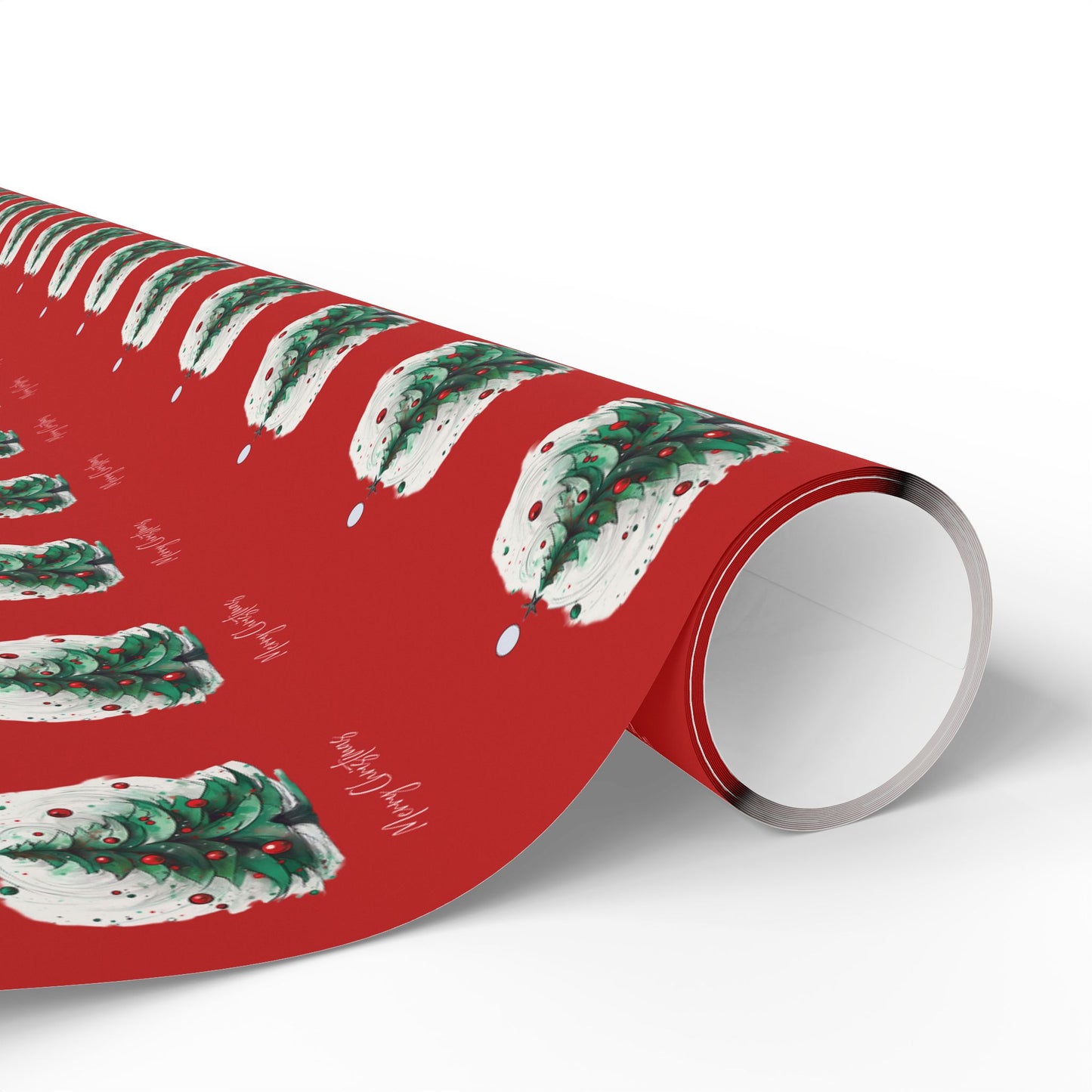 Red Christmas Tree Gift Wrapping Paper