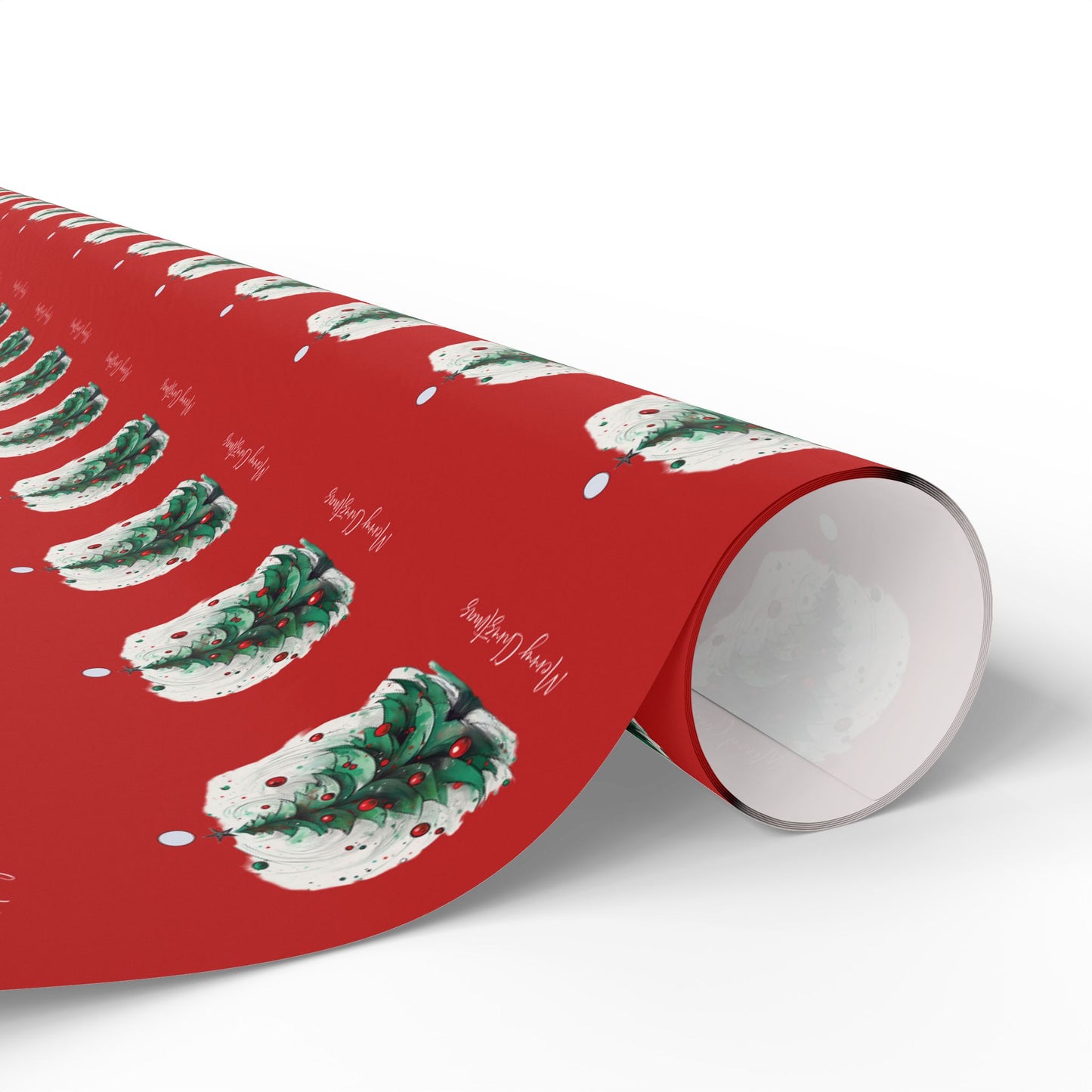 Red Christmas Tree Gift Wrapping Paper